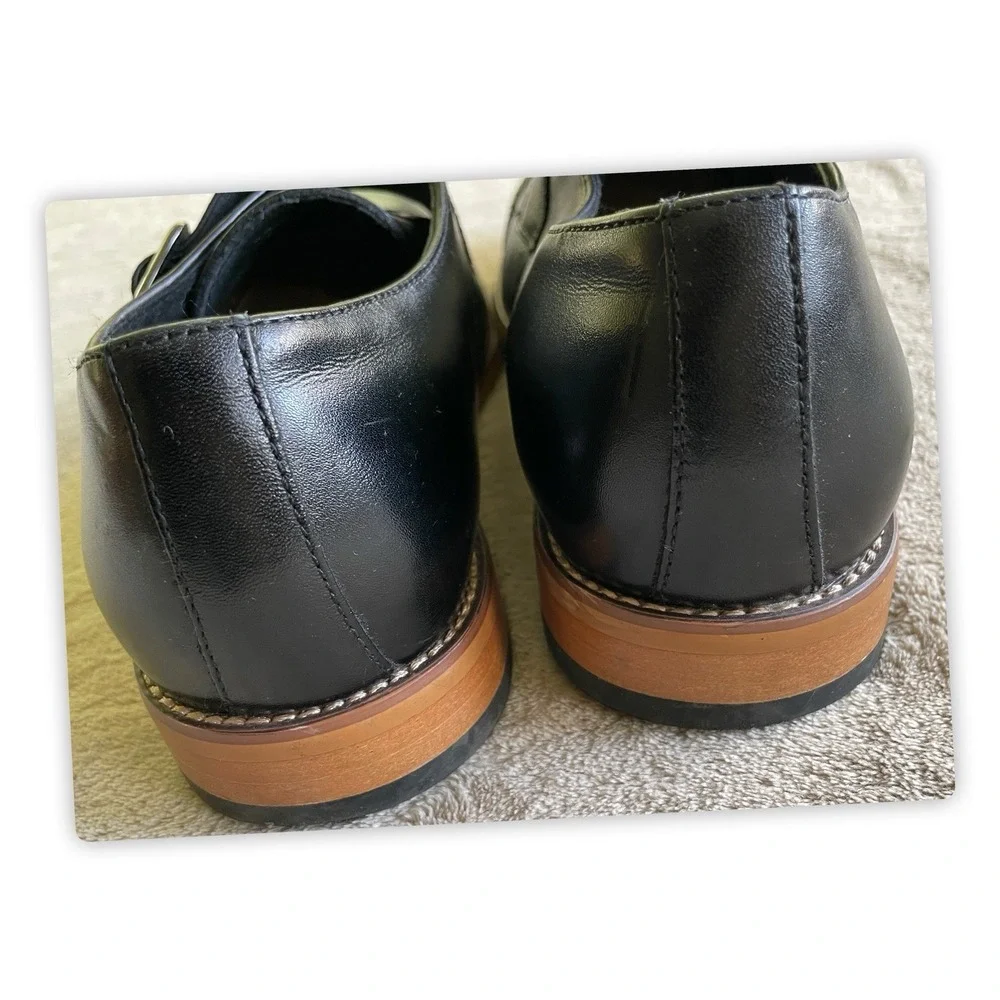 Stacy‎ Adams Oxfords Buckle Mens Size 9M Black Leather Shoes